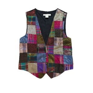 Vintage 90s Limited Made USA Sparkly Patchwork Vest Top Whitchy Grunge One Size
